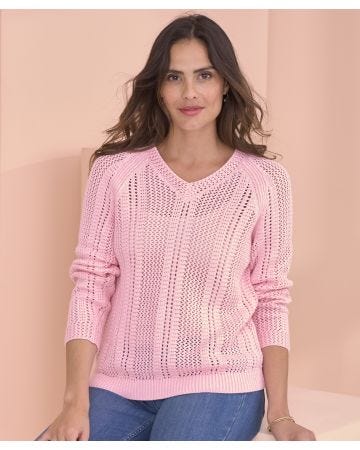 Pointelle V-Neck Jumper 