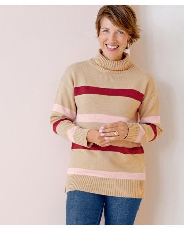 Stripe Roll Neck Jumper