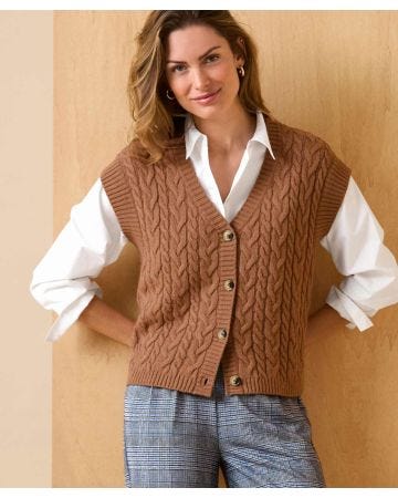 Sleeveless Cable Cardigan