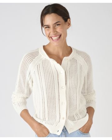 Pointelle Stripe Cardigan
