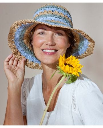 Stripe Straw Effect Sun Hat