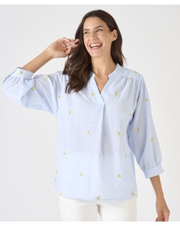 Embroidered Stripe Blouse