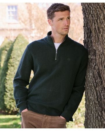 Brook Taverner Melange French Rib 1/4 Zip Top