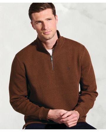 Brook Taverner Melange French Rib 1/4 Zip Top 
