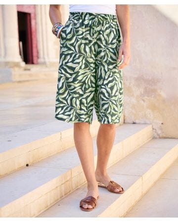 Crinkle Print Shorts