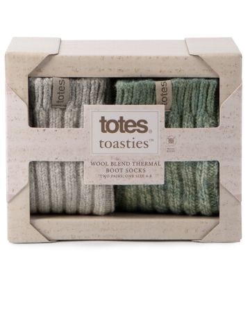 Totes toasties® Ladies 2pk Chunky Twist Wool Boot Socks