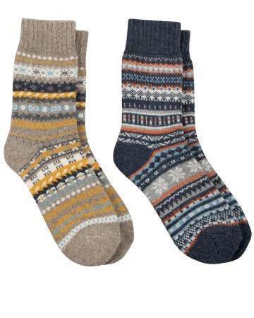 Totes Toasties® Mens 2pk Wool Blend Fair Isle Slippers Socks