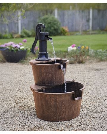 Solar Barrel Water Feature