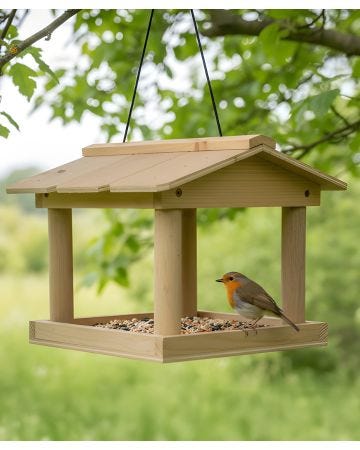 Hanging Wooden Bird Table