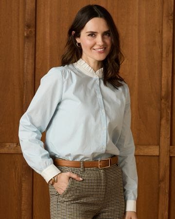 Stripe Frill Neck Shirt 