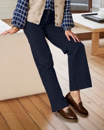 Wide-leg Stretch Cord Trousers 