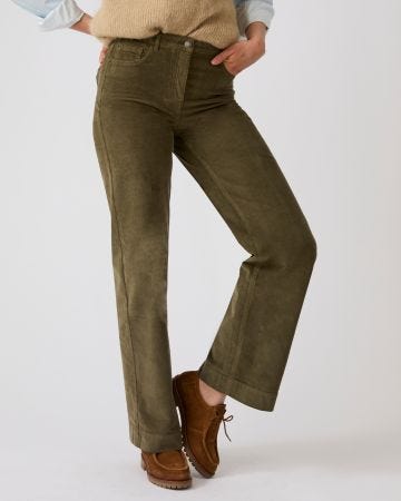 Wide-leg Stretch Cord Trousers 