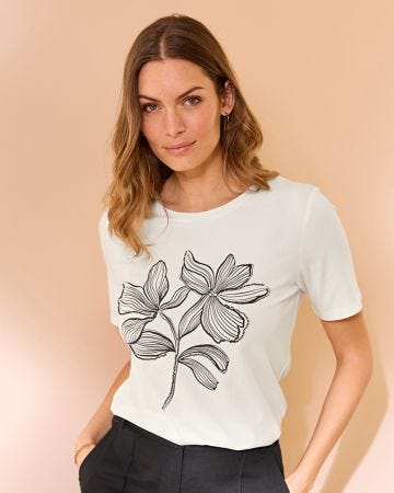 Beaded and Embroidered T-shirt 