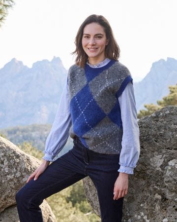 Sleeveless Argyle Look Jumper 
