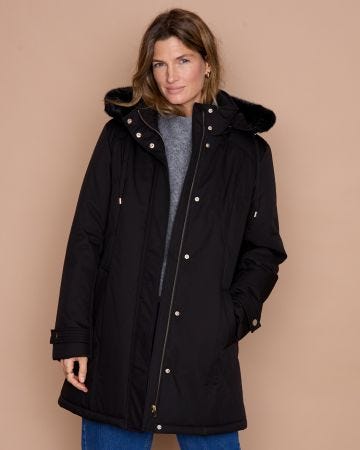 Thermolactyl Faux Fur Trim Water Repellent Parka 