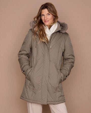 Thermolactyl Faux Fur Trim Water Repellent Parka 