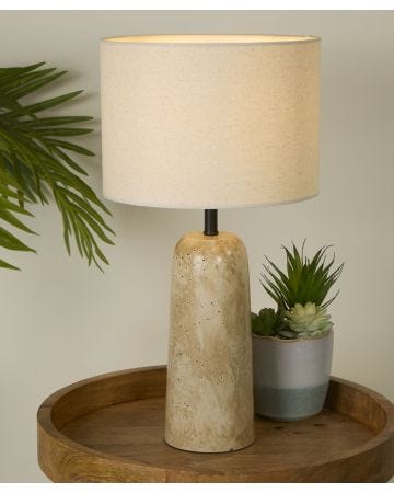 Travertine Effect Table Lamp