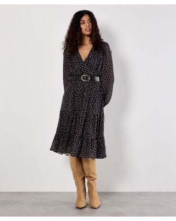 Apricot Chiffon Wrap Dress