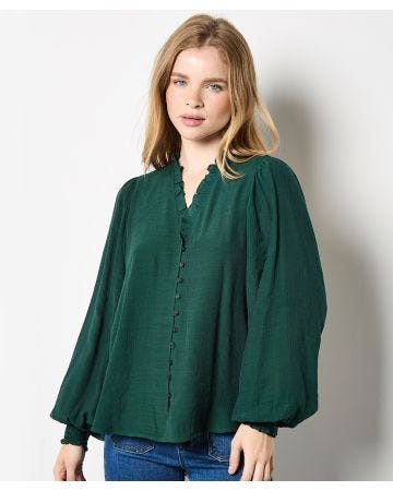 APRICOT RUFFLE BLOUSE