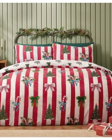 Catherine Lansfield Christmas Stripe Duvet Set  