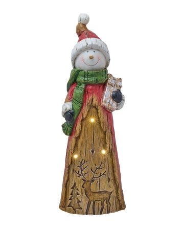 Widdop LED Snowman with Lights - Wood Effect