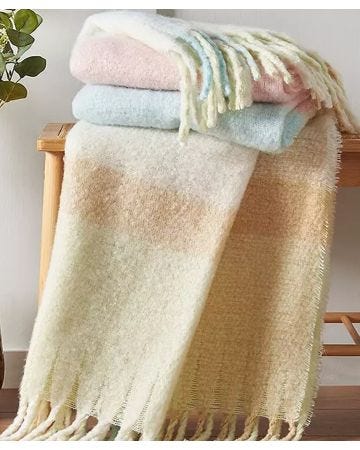 Faux Mohair Check Throw 