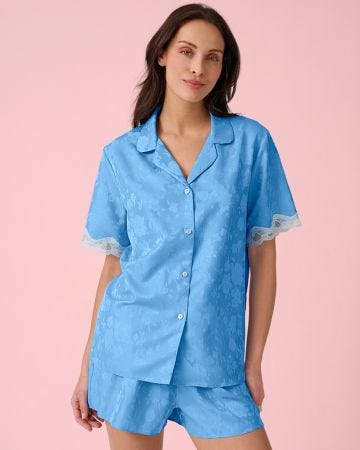 Satin Lace Trim Short Pyjamas 