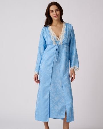 Satin Lace Trim Gown 