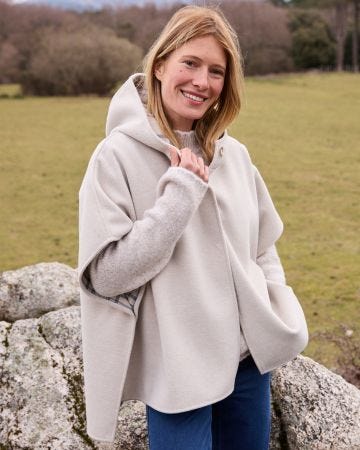 Check Lined Hooded Cape 