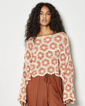Apricot Crochet Top