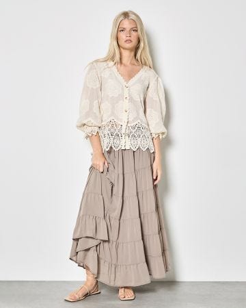 Apricot  Embroidered Top