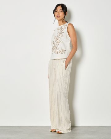 Apricot Embroidered Top
