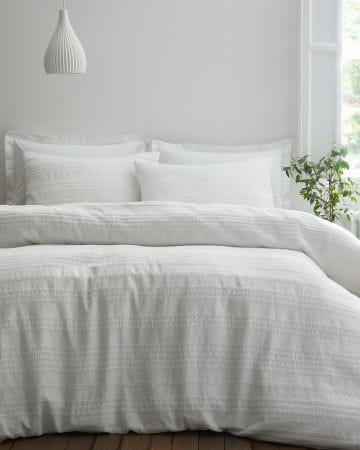 Waffle Cotton Stripe Duvet Set