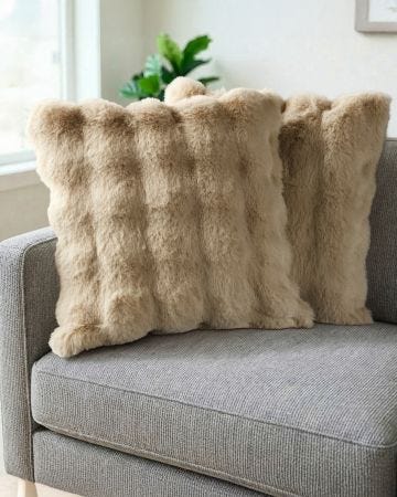 Pack of 2 Faux Fur Bubble Cushions 