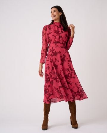 High Neck Print Dress 