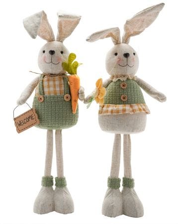 Eggs-traordinary Gifting Co Boy & Girl Bunny with Telescopic Leg