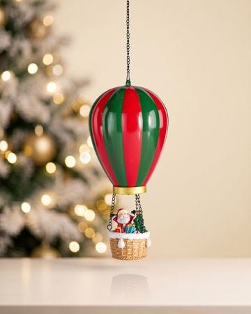 Hanging Hot Air Balloon with Santa