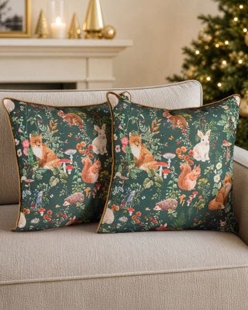 Pack of 2 Woodland Animal Cushion Covers