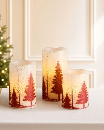 Set of 3 Christmas Tree LED Candles