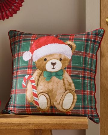 Christmas Teddy Bear Cushion