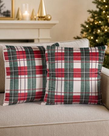 Pack of 2 checked cushion covers 