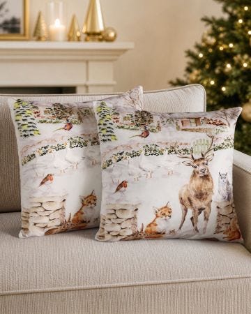 Pack of 2 Snowy Animal Cushion Covers