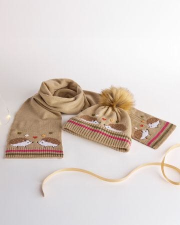 Hedgehog Knitted Hat & Scarf Set 