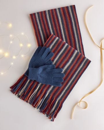 Knitted Scarf & Gloves Set 