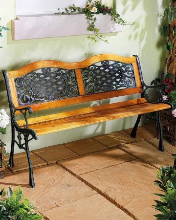 Wood & Metal Garden Bench