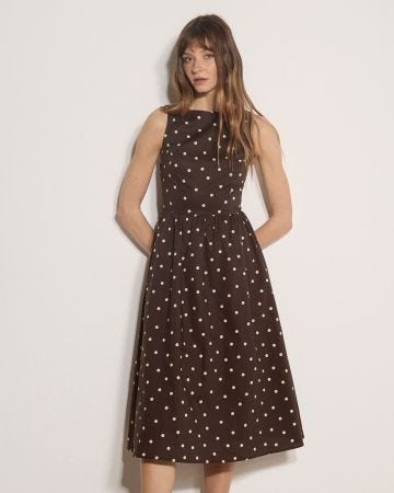 Apricot Polka Dot Fit & Flare Dress