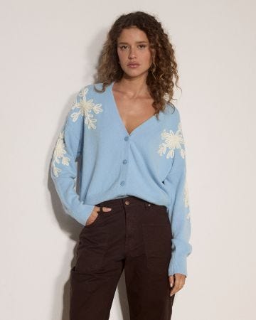 Apricot Embroidered Cardigan