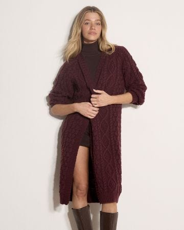 Apricot Midi Cable Cardigan 