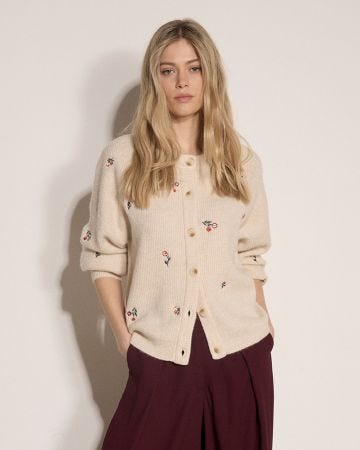 Apricot Embroidered Cardigan