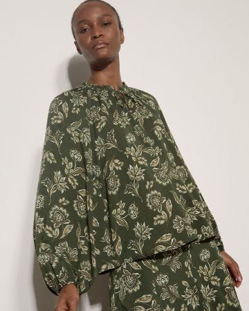 Apricot Floral Print Blouse